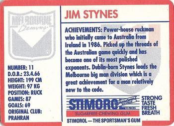 1991 Scanlens Stimorol #42 Jim Stynes Back